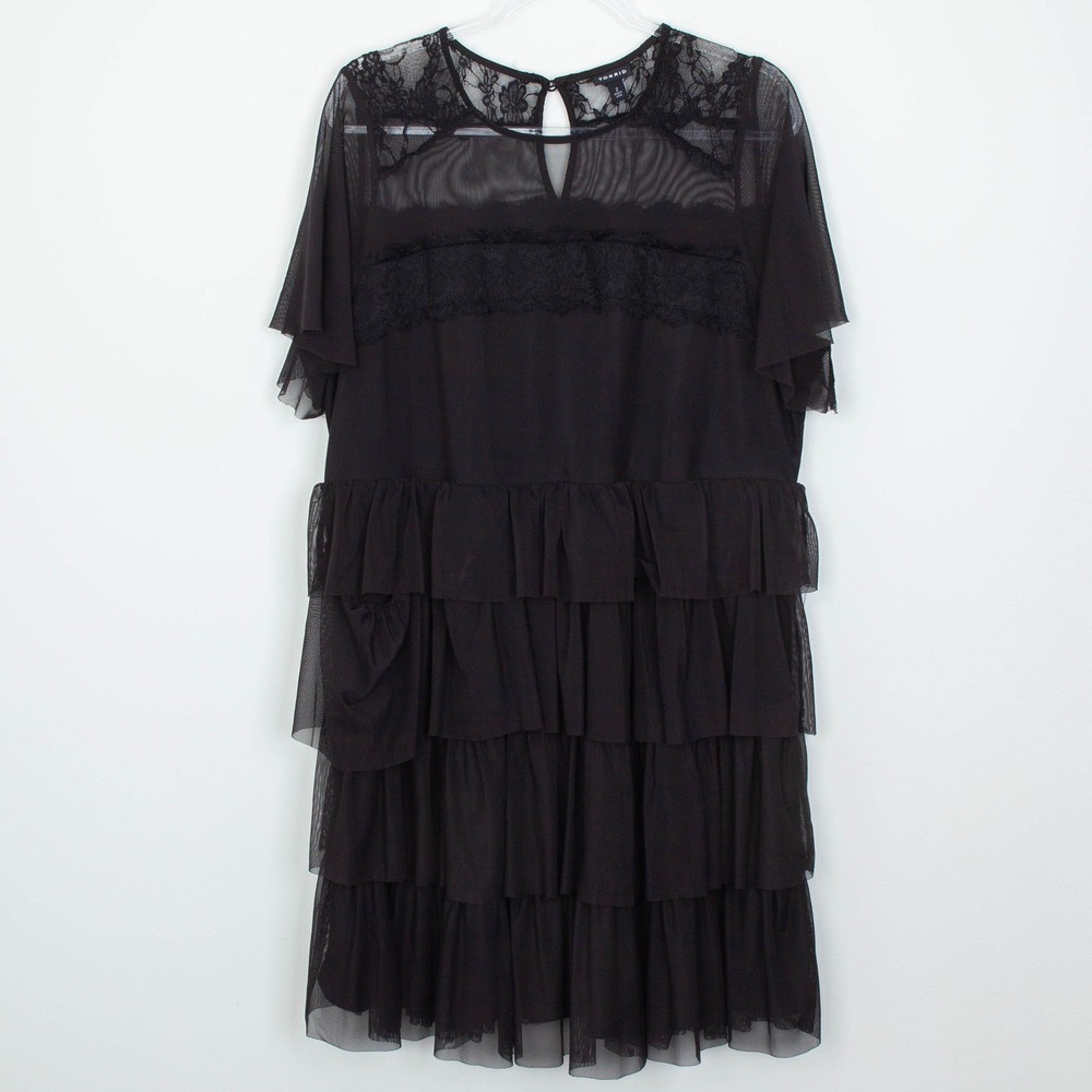 torrid Black Lace Ruffle Tiered Mini Dress